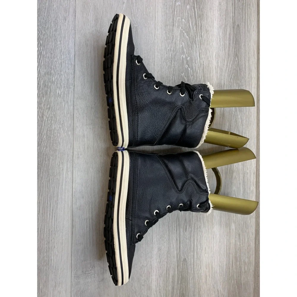 Keds Women's Black Leather Faux Fur Lined Winter Boot 8.5 Casual Shoes